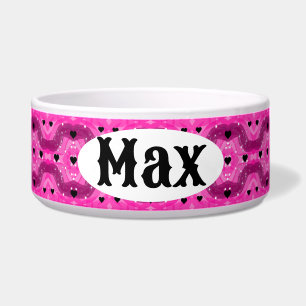 Vibrant Pink Glitter Hearts Design Bowl