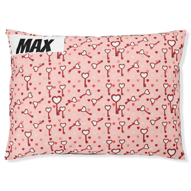 Vibrant Pink Glitter Hearts Design Pet Bed (Front)