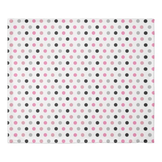 Vibrant Pink Gray And White Polka Dots Duvet Cover Zazzle Com