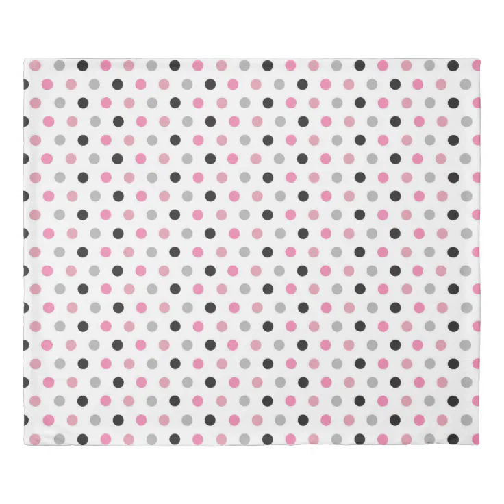 Vibrant Pink Gray and White Polka Dots Duvet Cover Zazzle
