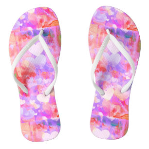 Vibrant Pink Hearted Pair of Flip Flops