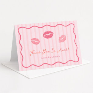 Vibrant Pink Lips Valentine's Day Bridal Shower Letterpress Thank You Card