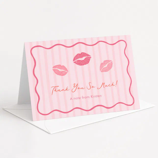 Vibrant Pink Lips Valentine's Day Bridal Shower Thank You Card | Zazzle