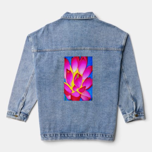 Vibrant Pink Lotus for both Energy and Peaceful Me Denim Jacket