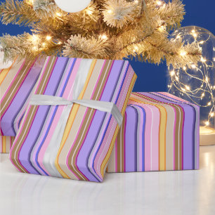 Vibrant pink mauve lemon striped Wrapping Paper
