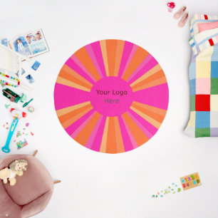 Vibrant Pink, Orange and Yellow Rays with Logo Rug