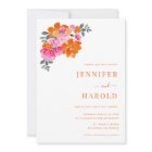 Vibrant Pink & Orange Floral Garden Photo Wedding