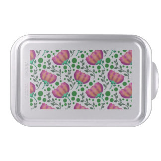 Vibrant Pink Orange Floral Pattern  Cake Pan