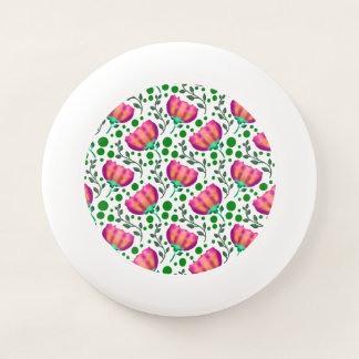 Vibrant Pink Orange Floral Pattern  Wham-O Frisbee