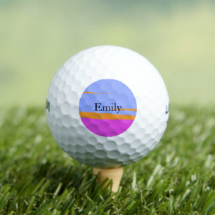 Vibrant Pink Orange Light Blue Custom Name Golf Balls