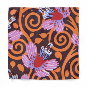 Vibrant Pink & Orange Swirl Art Deco Flower Bandana