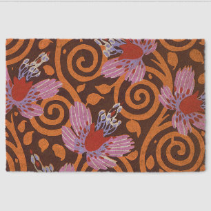 Vibrant Pink & Orange Swirl Art Deco Flower Fiber Doormat