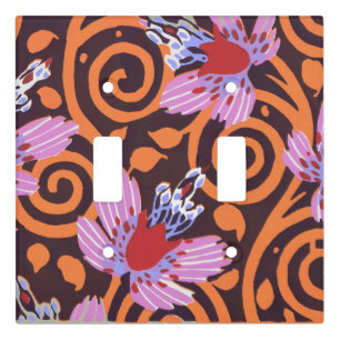Vibrant Pink & Orange Swirl Art Deco Flower Light Switch Cover
