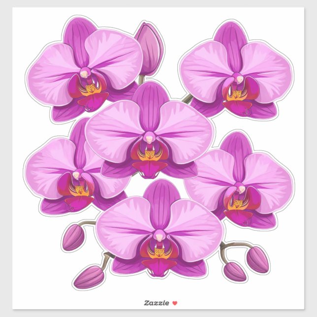 Vibrant Pink Orchid Bloom Cluster Sticker (Sheet)