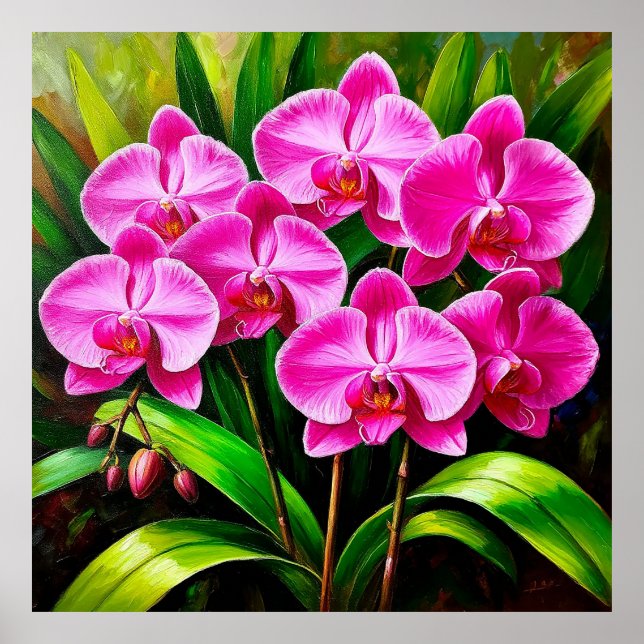 Vibrant Pink Orchids Tropical Floral Decor 🌸🌿 (Front)