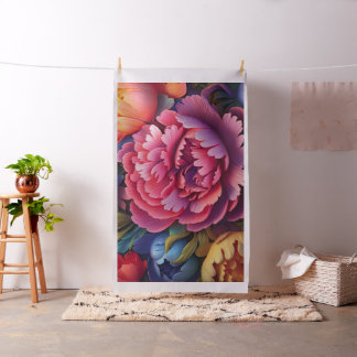 Vibrant Pink Peonies Floral Fabric