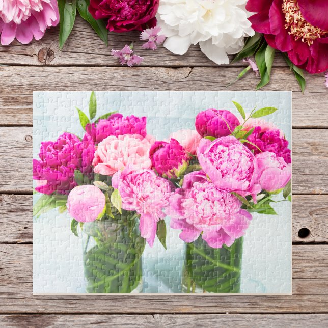 Vibrant Pink Peonies Oil Painted Effect Jigsaw Puzzle (Creator Uploaded)