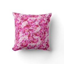 Vibrant Pink Peony Floral 16” Square Cotton Pillow