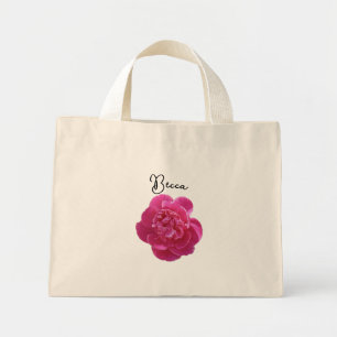 Vibrant Pink Peony Flower Personalized Mini Tote Bag