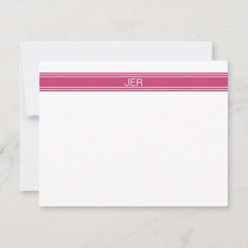 Vibrant Pink Personalized Monogram Name Initials Note Card