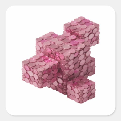 Vibrant Pink PINK COIN BLOCKS Decal Art Square Sticker