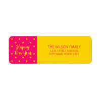 Vibrant Pink Polka Dot Happy New Year Address Label