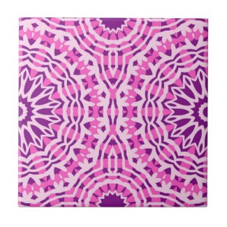 Vibrant Pink Purple and White Moroccan Pattern  Ceramic Tile