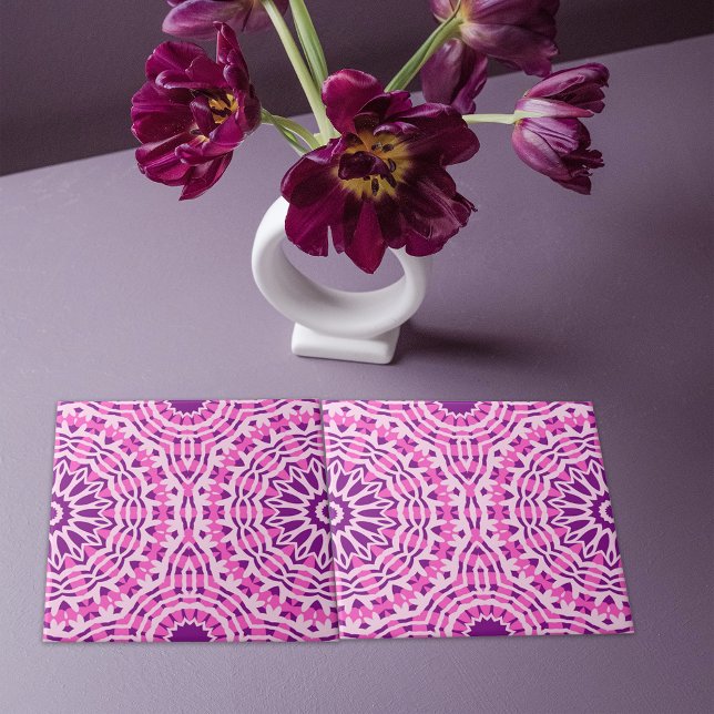 Vibrant Pink Purple and White Moroccan Pattern  Ceramic Tile (Creator Uploaded)