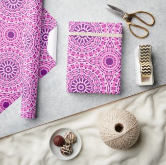 Vibrant Pink Purple and White Moroccan Pattern  Wrapping Paper