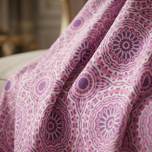 Vibrant Pink Purple Mandala Geometric Moroccan Fabric