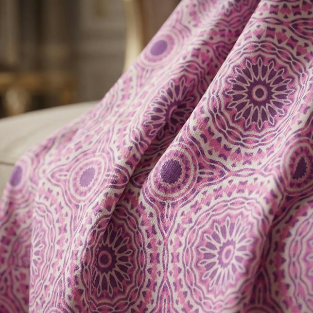 Vibrant Pink Purple Mandala Geometric Moroccan Fabric (Creator Uploaded)