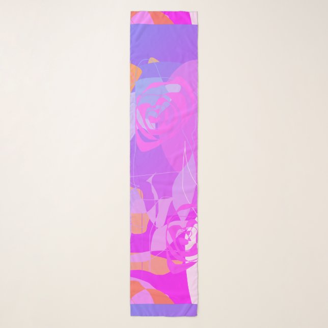  Vibrant Pink & Purple Modern Art Scarf (Front)