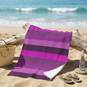 Vibrant Pink & Purple Modern Chic Striped Beach Towel