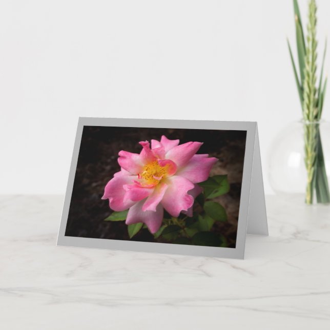 Vibrant pink rose golden center card (Front)