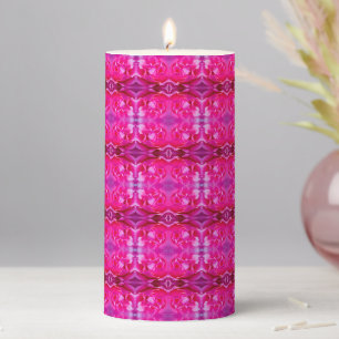 Vibrant pink rose petals M-size floral pattern Pillar Candle