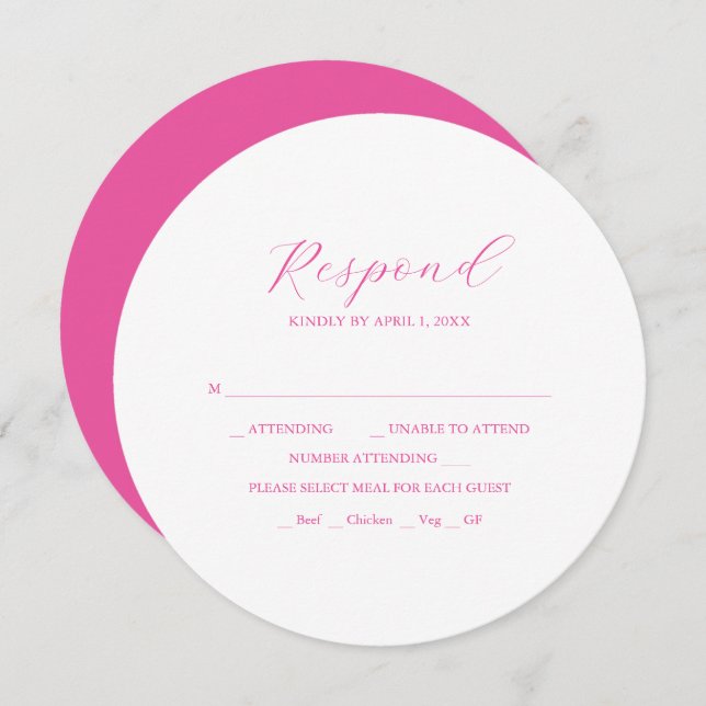 Vibrant Pink RSVP Card Stackable Invitations (Front/Back)