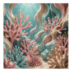 Vibrant Pink Teal Coral Reef Underwater Ocean Acrylic Print