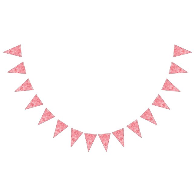 Vibrant pink textile design featuring intricate fl bunting flags (All)