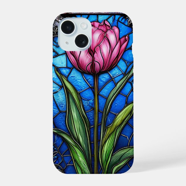 Vibrant pink tulip iphone case (Back)