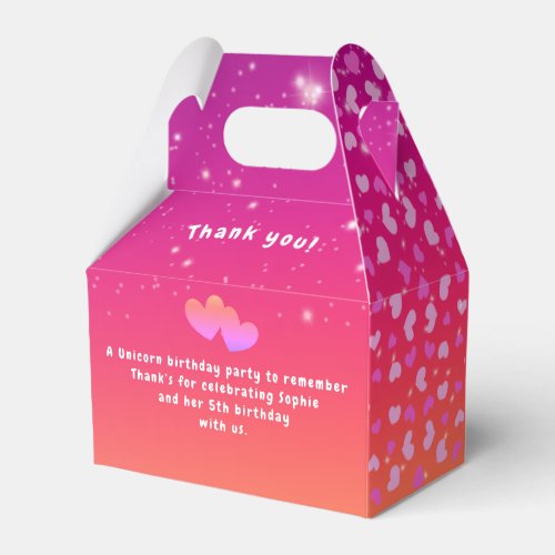 Vibrant pink Unicorn hearts and stars Favor Boxes