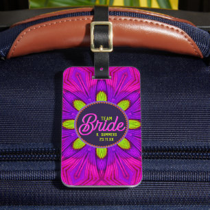 Vibrant Pink Vibe Boho Hippie Style Team Bride Luggage Tag