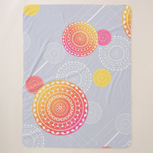 Vibrant Pink Yellow Random Mandala Sherpa Blanket