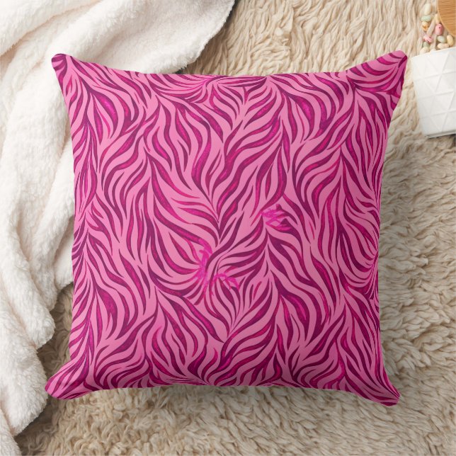 Vibrant Pink Zebra Print (2) Throw Pillow (Blanket)