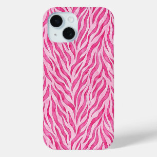 Vibrant Pink Zebra Print iPhone 15 Case