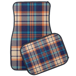 Vibrant Plaid: Autumn Textile Design Car Floor Mat