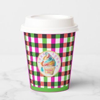Vibrant Plaid Cupcake| Business Logo 