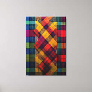 Vibrant Plaid Fusion & Modern Geometric Textile Canvas Print