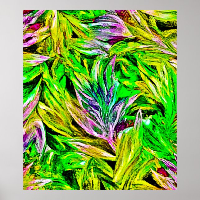Vibrant Plant Strokes Design Poster (Front)