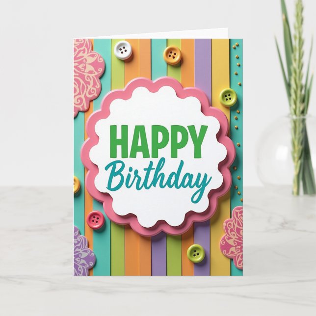Vibrant Plaque Birthday Card (Front)