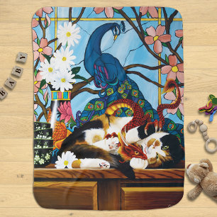 Vibrant Playful Calico Red Dragon Fantasy Baby Blanket